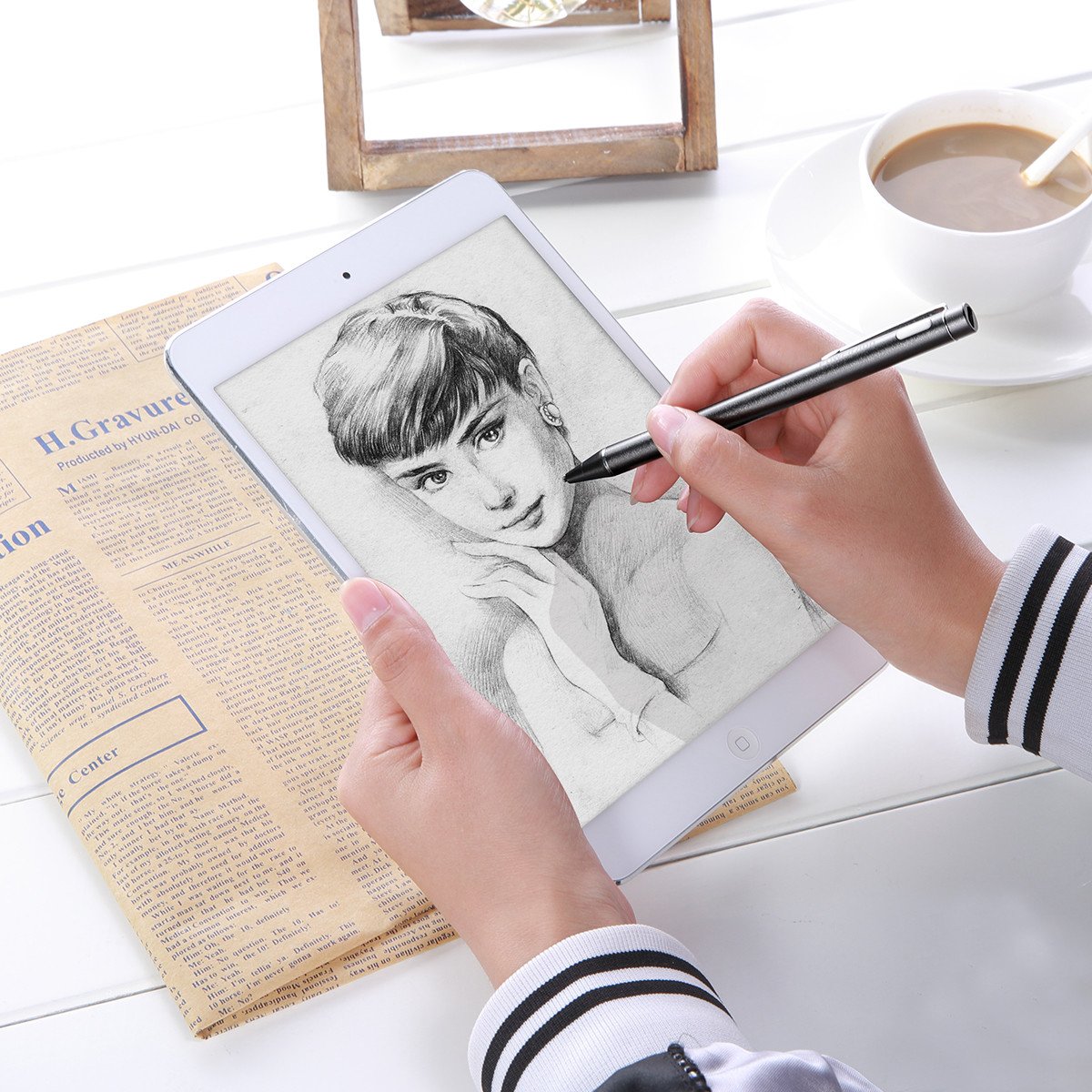 Poweradd Bolígrafo Digital para toda la Pantalla Táctil Teléfonos Inteligentes y Tabletas Color-Gris