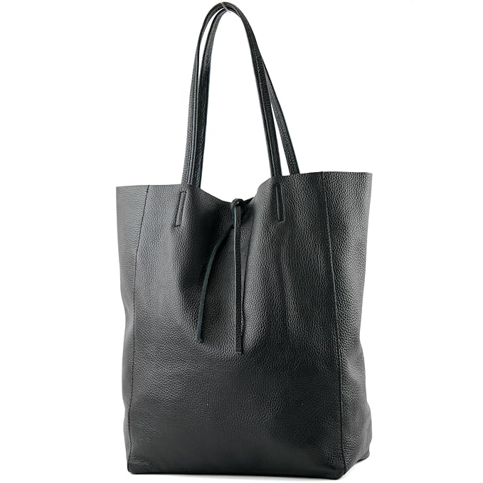 modamoda de - T163 - Ital. Shopper Schultertasche aus Leder