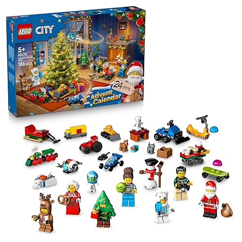 LEGO City Advent Calendar 2025 for 5+ Year Old Boys & Girls - Christmas Countdown Toy with 24 Surprises incl. a Train, Car & Tractor plus 7 Minifigures - Gift Idea - 60475