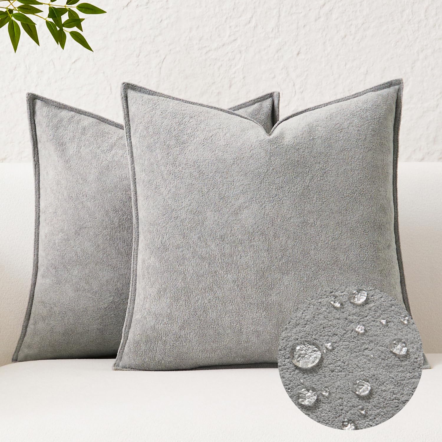 Photo 1 of 1 CASE ONLY Kevin Textile Waterproof Decorative Pillow Covers Light Grey 18x18 Inchoft Boucle Textured Throw PillowcasE Elegant Accent Pillows for Couch Sofa Chair Bed Home Decor Indoor Outdoor