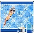 FunQeeu Beach Blanket, Large 83" X 79" Family Size Beach Mat Picnic Blanket Sandproof for 2-8 Adults Compact Lightweight Outdoor Accessories Portable Waterproof Mat for Travel Camping Hiking Vacation