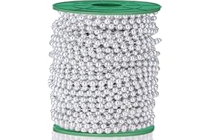 Fbshicung 5mm Faux Pearl Beads Garland Pearl Bead Roll Strand for Wedding Party Christmas Tree Decorations, 99 Feet Roll (Silvery)