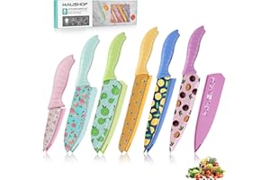 HAUSHOF 12-Piece Printed Color Kitchen Knife Set, Nonstick Plating Coating Kitchen Knife, Stainless Steel Knife Set for Home 