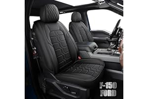 BALLIOL Truck Seat Covers Compatible with Ford F-150 2015-2023 XL XLT Lariat King Ranch Platinum Tremor Pickup Faux Leather Cushion Compatible with Ford F150 Crew Cab(Black,2015-2023 Front Seat)