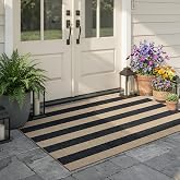 Lahome Striped Easy Jute Fall Outdoor Patio Rug, 3x5 Washable Rugs for Entryway Porch, Farmhouse Neutral Non Shedding Indoor Outdoor Carpet for Entry Kitchen Guestroom Deck Foyer