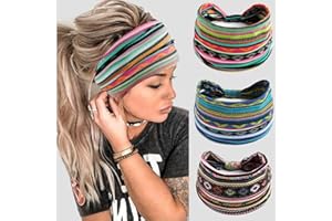 3PCS Vintage Print Women Wide Sports Hair Band Headband for Yoga, Aerobics, Sports and Daily Wear