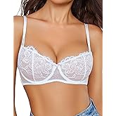 Avidlove Women's Sexy Lace Bra Sheer Balconette Underwire Unlined Everyday Bras Lingerie