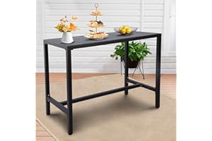 ONLYCTR Outdoor Bar Table, Patio Counter Height Bar Table, 47" Rectangle Bar Table for Patio, Garden, Yard, Balcony, Poolside (Black, 47'')