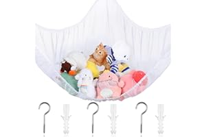 Shappy 84 Inch Stuffed Animal Storage Hanging Net Toy Hammock Net Organizer Large Capacity Hanging Net Wall Corner Mesh for Store Plush Dolls and Most Toys (White)
