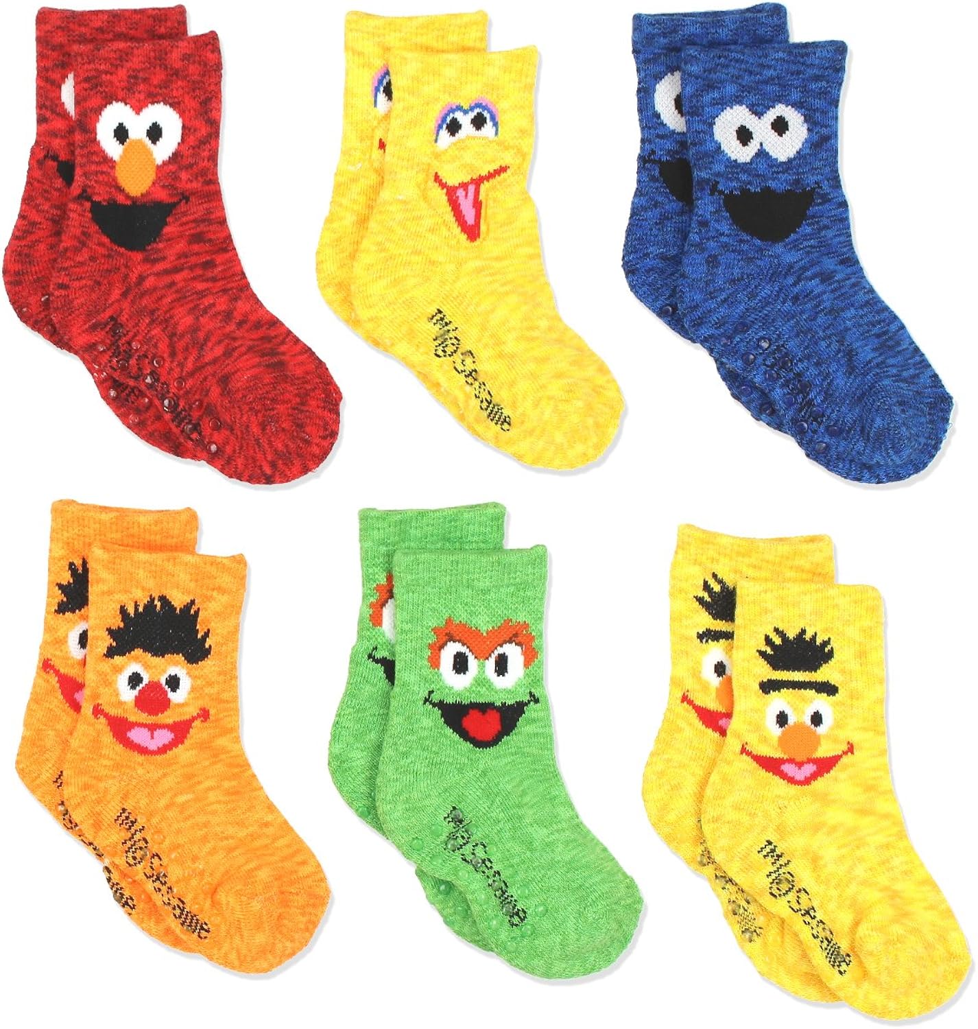 Sesame Street Elmo Boy's Girl's Multi Pack Crew Socks with Grippers (Baby/Toddler)