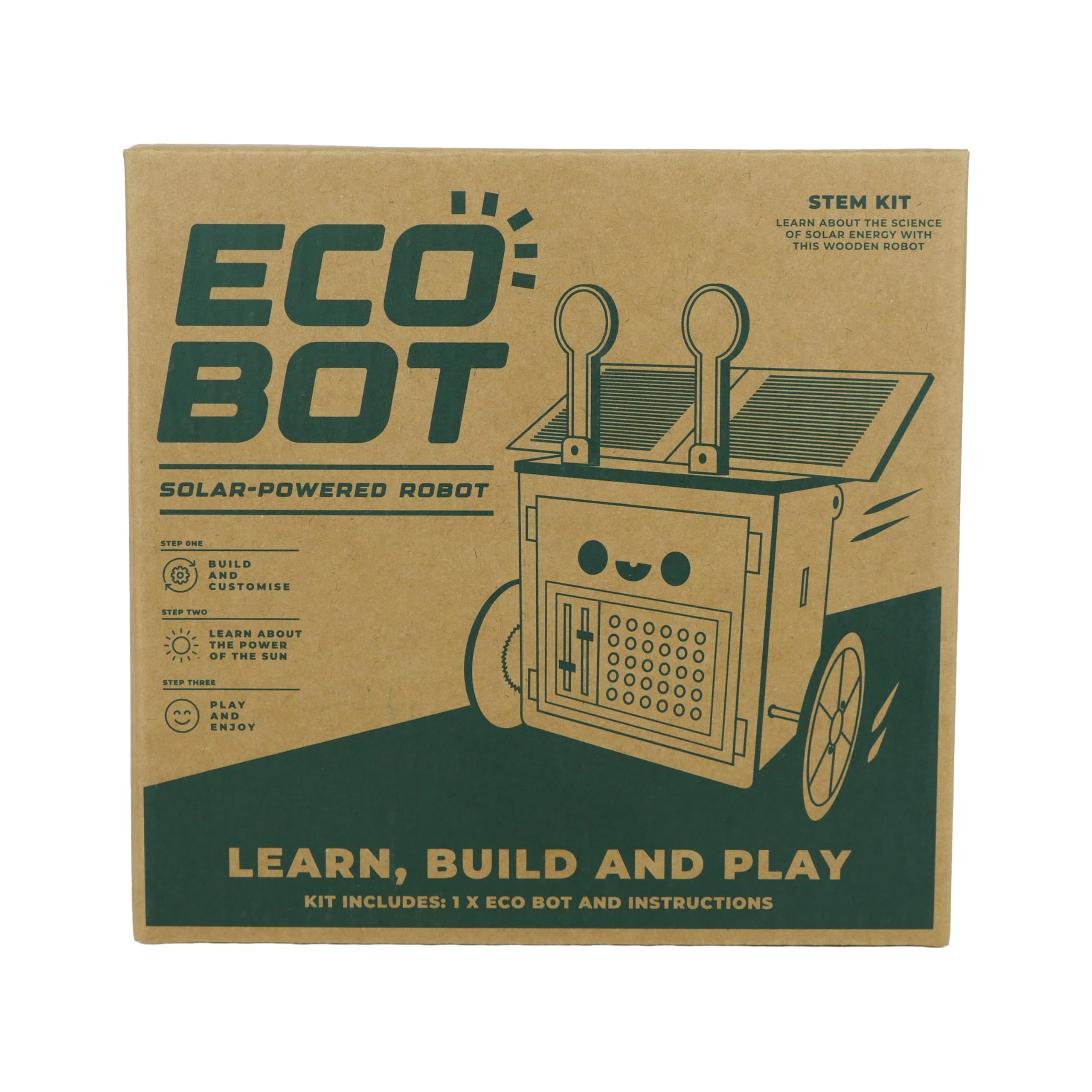 Eco-Bot - Solar Powered Robot - STEM Kit for Kids - Wooden Robot Kit