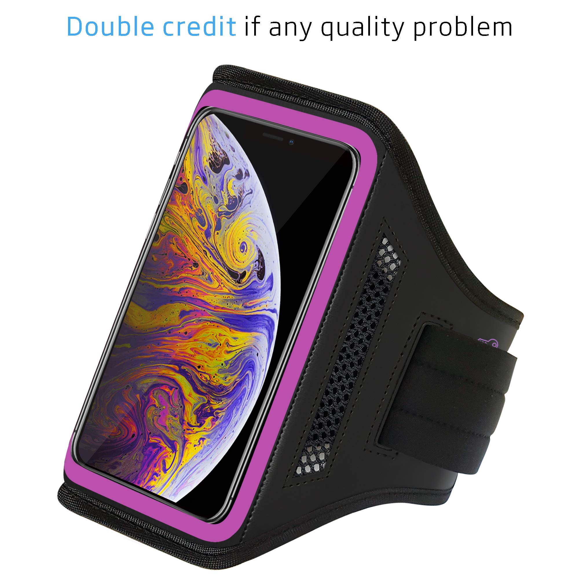 LOVPHONE Armband for iPhone iPhone Xs Max, Waterproof Sport Outdoor Gym Running Key Holder Card Slot Phone Case Bag Armband (Pink)