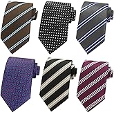 AUSKY Men's Neckties 6-Pack - Classic Striped & Solid Ties for Business,Wedding, Party or Gift