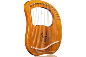 TienClef Left Hand Lyre Harp 21 Metal String Mango Style Classical Shaped Deer Pattern Lyra Box Harp with Tuning Wrench and Instruction Guide for Adult Kids and Beginner (Natrual) LL21DMB-N Full