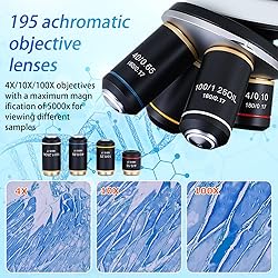 OOZSTAR 40X-2500X Binocular Microscope, WF10x and
