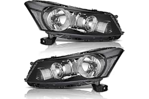 WEELMOTO Headlight for 2008-2012 Honda Accord 4Dr Sedan Headlamp Replacement for 08-12 Honda Accord Headlights Assembly Black Housing Clear Reflector