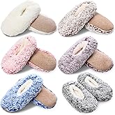 Mepase 6 Pairs Slipper Socks for Women Soft Sole Slipper Socks with Grip Bulk Washable Indoor Shoes for Gift Women Size