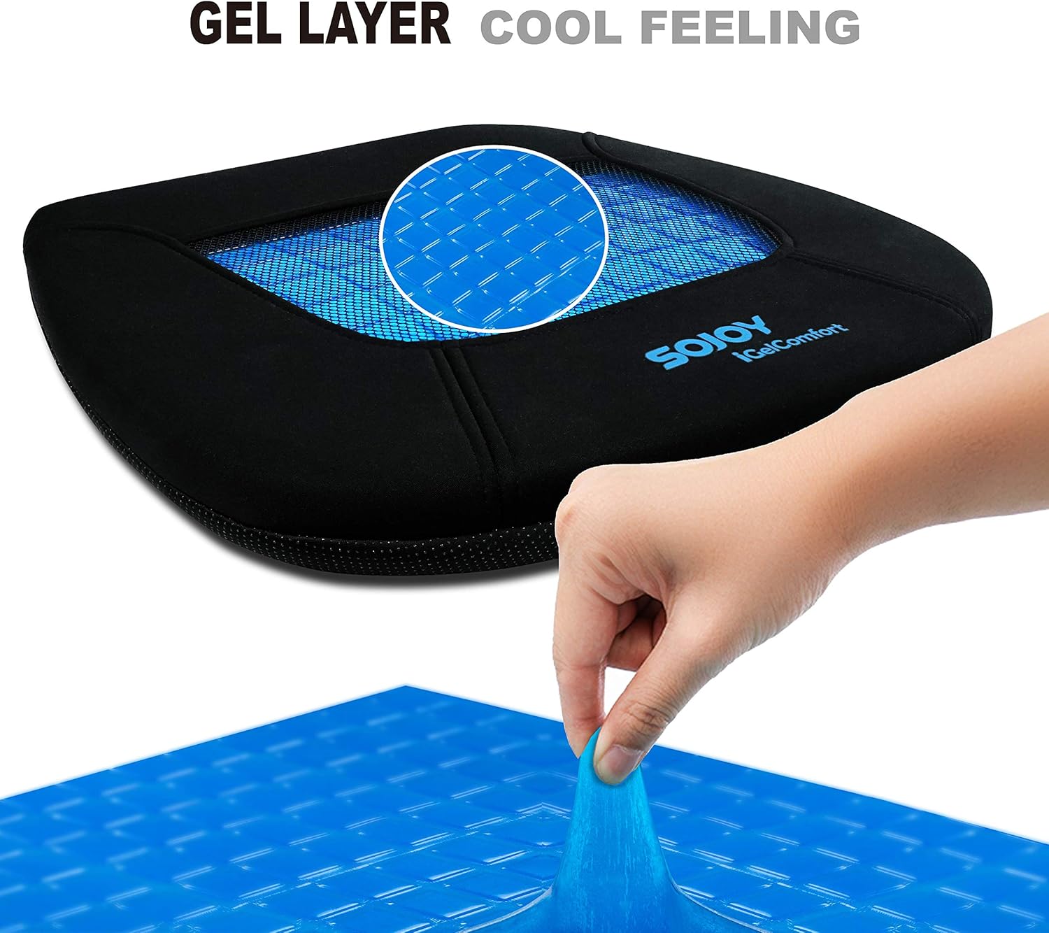 iHealthComfort Gel Advanced Memory Foam Bottom Non-Slip Universal Seat Cushion BHO-GC017: Home & Kitchen