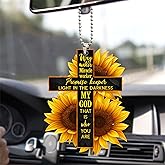 Talataca Sunflower Jesus God Way Maker Christian Bible Verse 2D Flat Car Rear View Mirror Accessories Christmas Tree Ornament Decoration Hanging Charm Interior Rearview Pendant Decor Gift