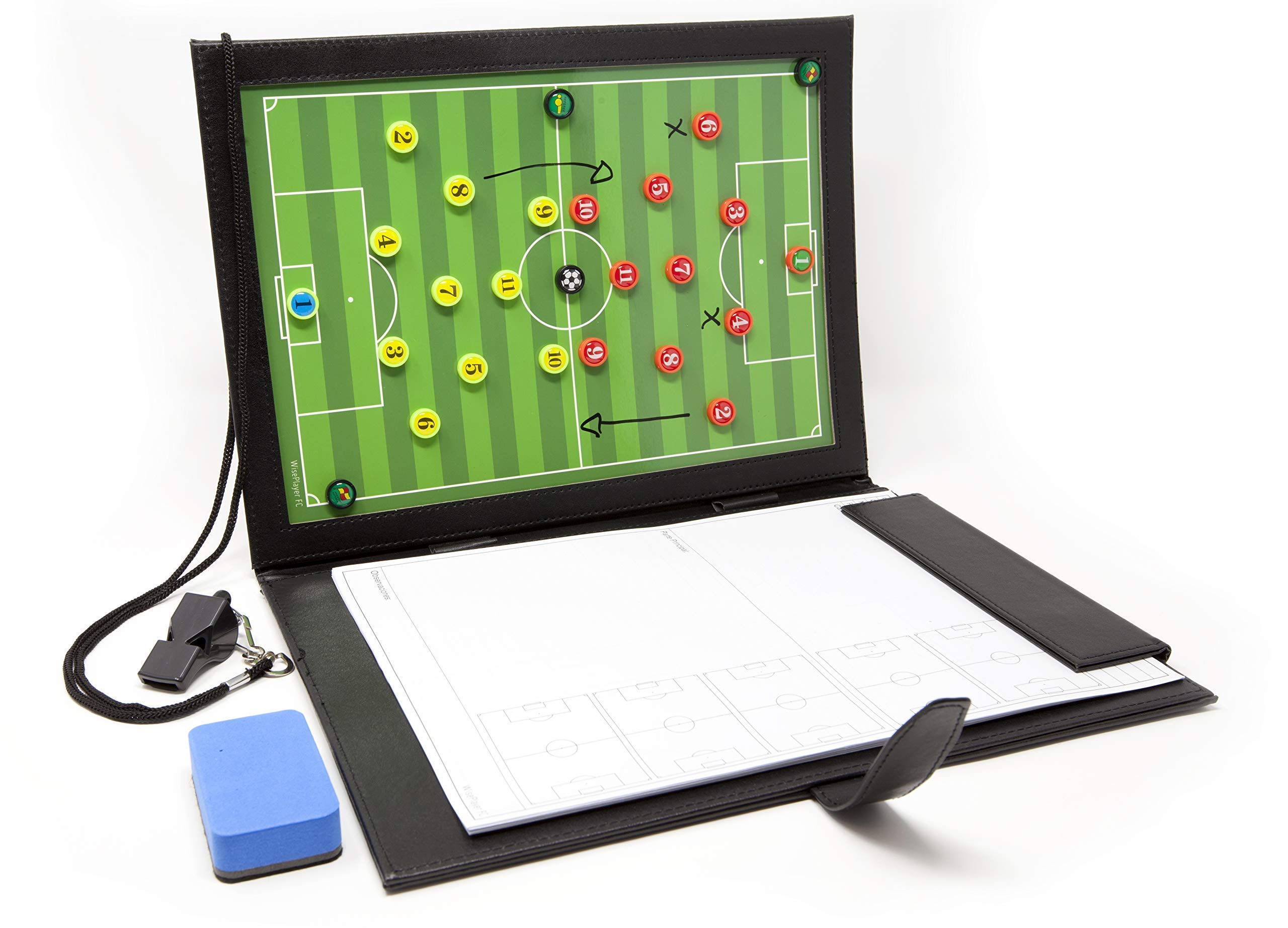 WISEPLAYERFC Football Magnetic Tactic Board-Football Coach Folder with Zipped Pocket