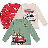 Disney Cars Lightning McQueen Boys 3 Pack Long Sleeve Shirt for Toddler and Big Kids
