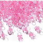 XINHUIDALSQ 150 Mini Acrylic Pacifiers for Baby Shower Game, 0.86 Inch Bulk Chupones para Gender Reveal Party Favors Table Decoration (Pink)