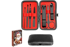 ARIDANTRP Christmas Stocking Stuffers Nail Clippers for Men Manicure Kit Nail Tweezers Professional Stainless Steel with Leather Travel Case for Boyfriend Husband College Dorm Essentials Tool Set 7 in 1 Black