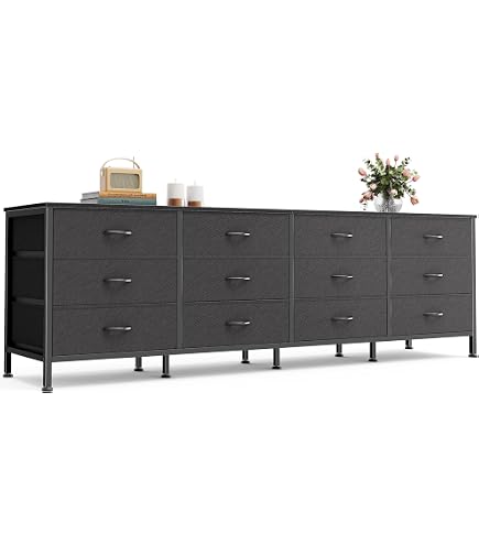 70 inch dresser black Amazon.com: Huuger 70 Inch Dresser for Bedroom, TV Stand for 65, 75, 80 Inch  TV, 13 Fabric Drawer Long Dresser, Wide Chest of Drawer, Black Storage  Units for Bedroom : Home & Kitchen