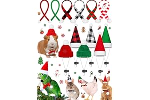 SADNYY 12 Pieces Christmas Guinea Pig Costume Chicken Hat Scarf Set Xmas Hat and Scarf Rabbit Christmas Clothes Festival Small Animal Outfits for Hen Duck Hamster Guinea Pig Kitten Puppy Parrot