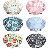 SATINIOR 6 Pieces Bouffant Caps with Buttons Elastic Bouffant Turban, Nursing Surgical Cap Printed Scrub Working Hats(Animal)
