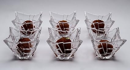 Star Galaxy, Crystalline Rock Design Glass Desert Bowl Set of 6 pcs - Size: � 8.5 cm, h 6 cm