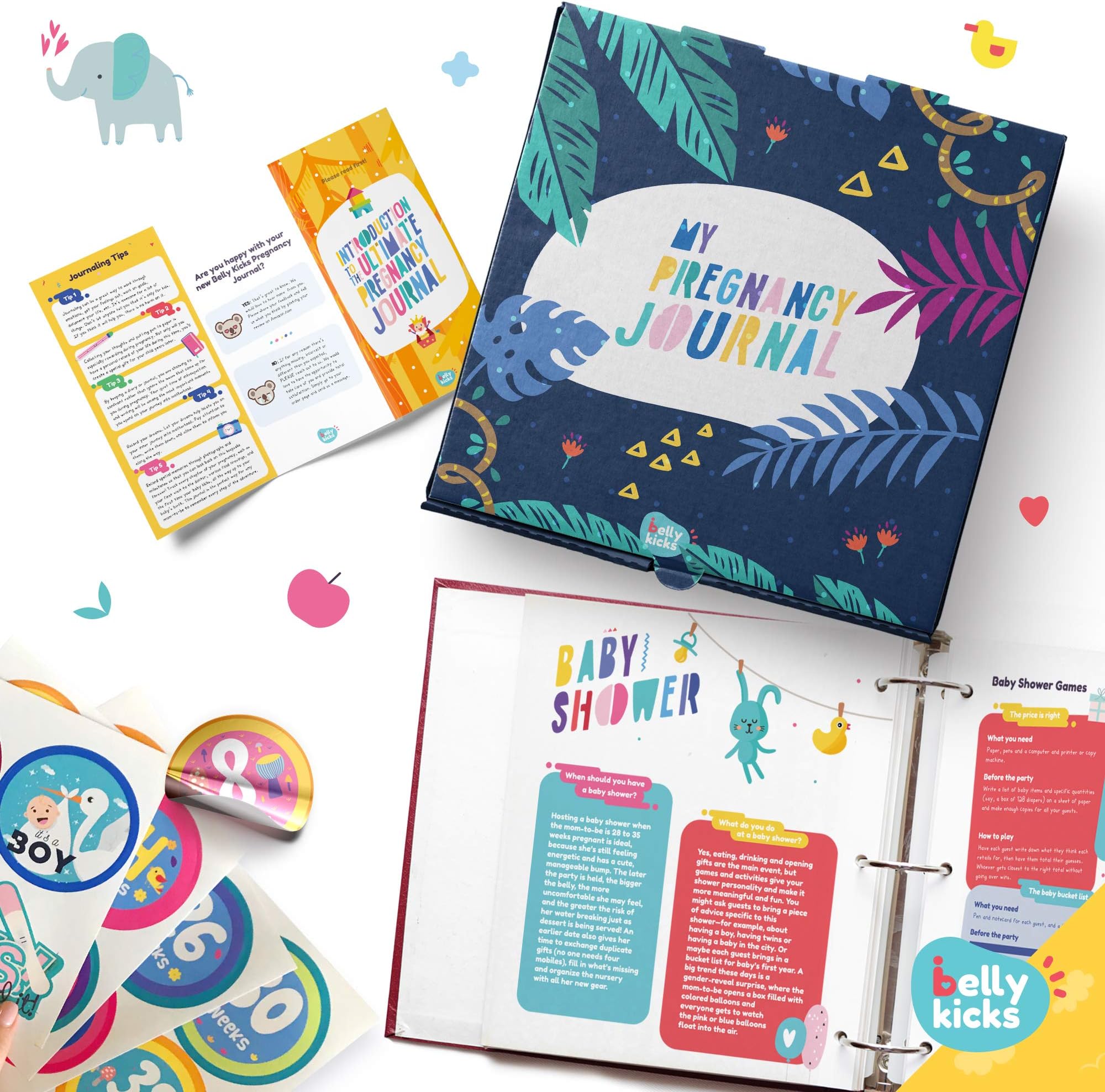 Weekly Pregnancy Journal with 40 Milestone Stickers, 120 Pages That Can Be Rearranged, Baby Memory Book and Journals Make Great Gifts for First Time Moms! Books Comes in A Binder and Keepsake Box