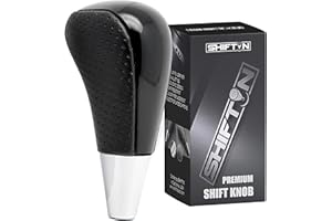 SHIFTIN Leather Wood Gear Shift Knob for Toyota Avalon Yaris 4Runner Land Cruiser Sienna Camry Solara Tacoma and Lexus ES300 ES330 GS300 GS400 GS430 SC300 SC400 (Punched Black Leather/Piano Black)