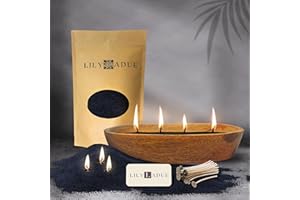 LILY LADUE Black Sand Candle Kit - 1Lb/16Oz Pearled Candles Sand and Wicks (24) with Wood Holder, Unscented Aroma Beads, Reus
