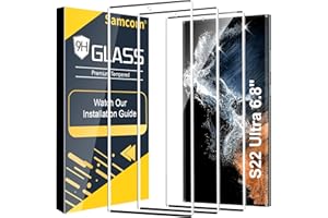SAMCORN 3 Pack Galaxy S22 Ultra Screen Protector, HD Clear Tempered Glass, Fingerprint Unlock, 3D Curved, Scratch Resistant, No Bubble for Samsung Galaxy S22 Ultra 5G Glass Screen Protector