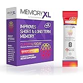 MemoryXL, Magnesium L-Threonate: Brain Supplement for Memory & Focus; Magtein®, Phosphatidylserine, Vitamin Mix. Improves Memory Focus Attention Learning & Logic. 0 Sugar, 0 cal, 30pk Cranberry Lemon