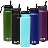 MIRA 24 oz Insulated Water Bottle with Straw Lid - Hydro Vacuum Metal Thermos Flask Keeps Cold for 24 Hours, Hot for 12 Hours