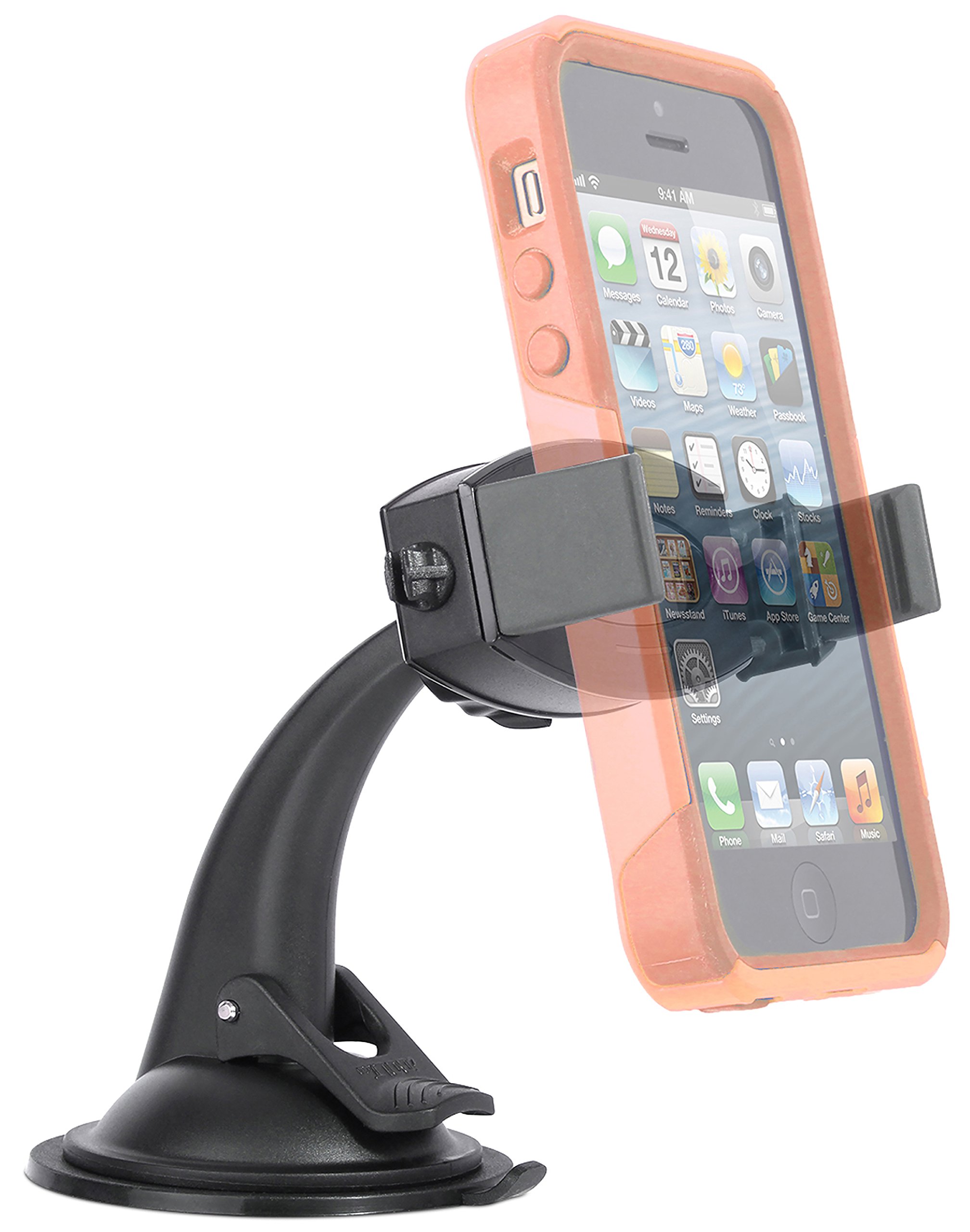 iBolt miniPro Universal In-Car Dock Suction Holder Compatible with Samsung Smartphones and iPhones - Black