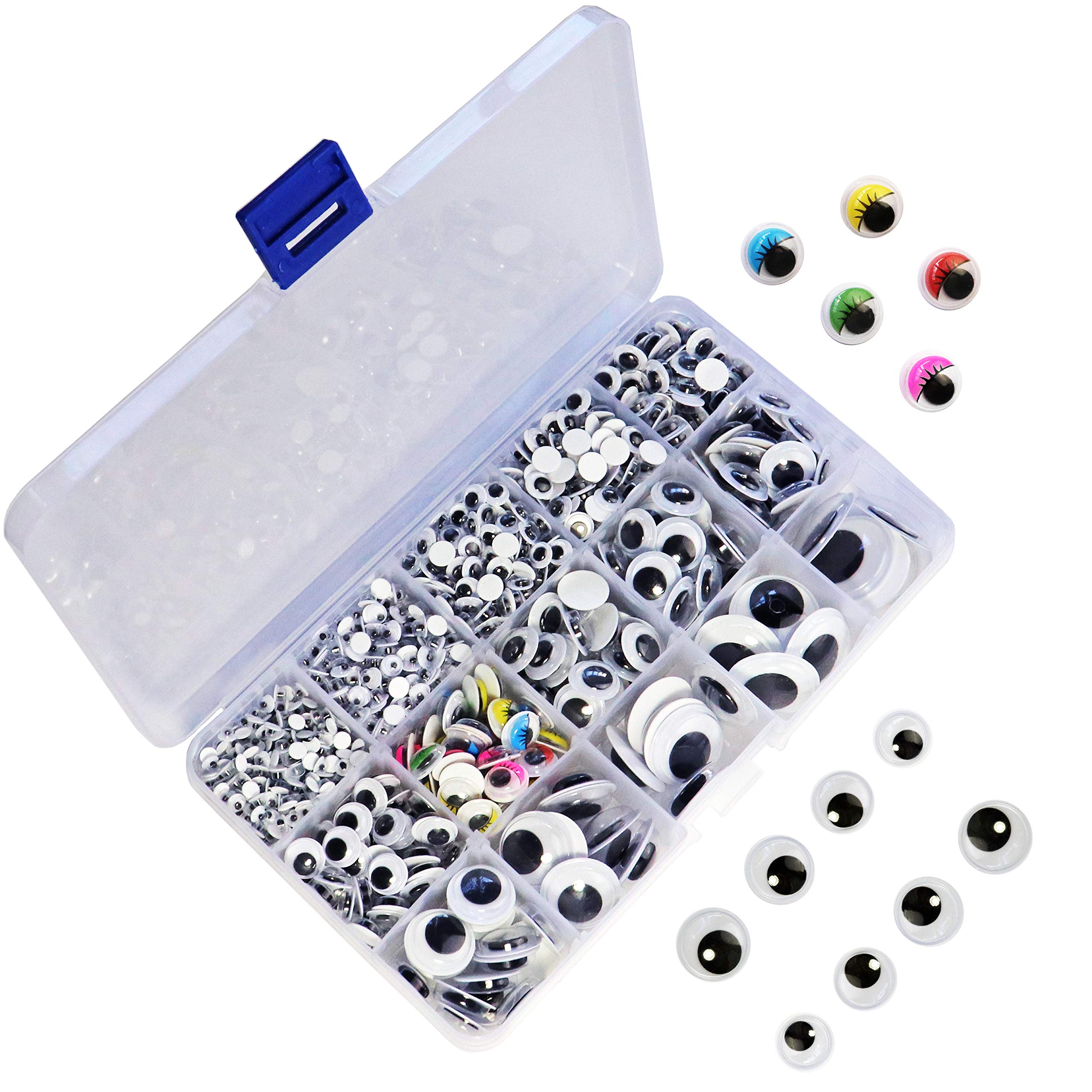 1221 Pieces Wiggle Googly Eyes Self Adhesive Wiggle Eyes (Assorted Sizes) for DIY Crafts Scrapbooking (Classic & Assorted Colors)