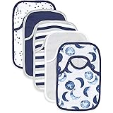 Burt's Bees Baby - Bibs, 5-Pack Lap-Shoulder Drool Cloths, 100% Organic Cotton with Absorbent Terry Towel Backing (Hello Moon