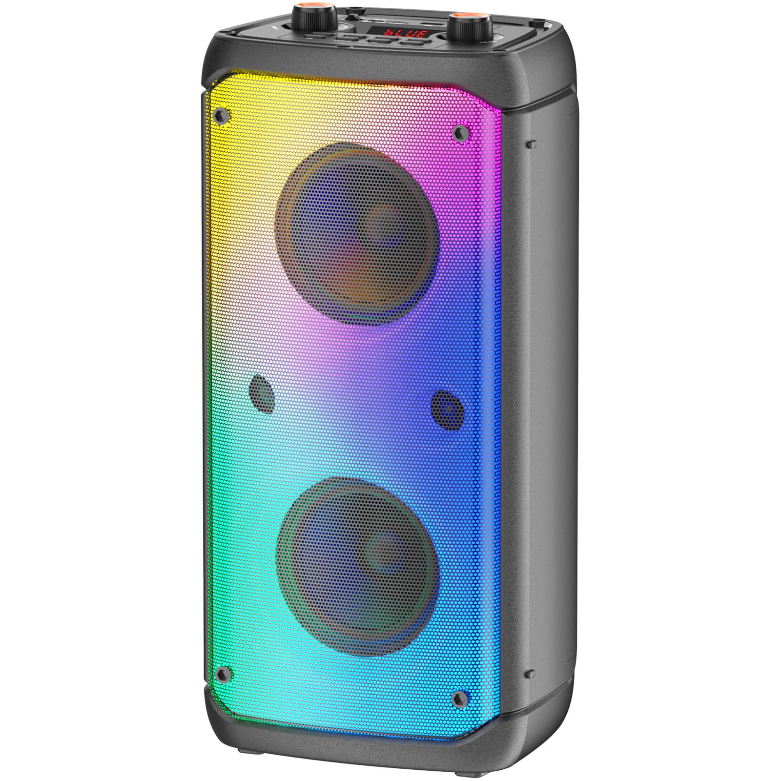 Photo 1 of Bluetooth Speaker, 80W Peak Outdoor Speakers Bluetooth Wireless, TWS Portable Party Speakers with Subwoofer, Deep Bass, LED Colorful Lights, Loud Stereo Sound Boombox for Home, Camping, Travel