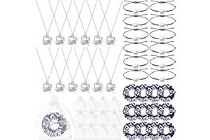 Equsion 12 Set Cheerleader Gifts Bulk Include Cheer Necklace, Cheerleading Adjustable Bracelet, Hair Ties and Organza Bag 12 each, Cheer Accessories for Team Women Teammates