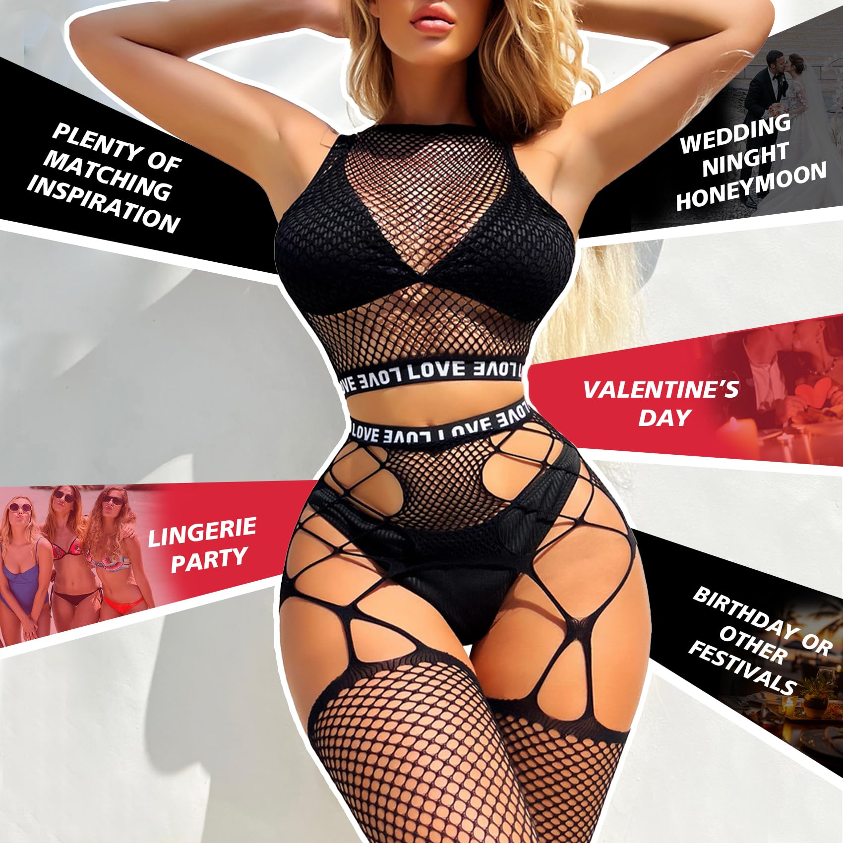 Sexy Lingerie for Women Naughty Fishnet Lingerie Set Bodysuit Erotic Teddy Sheer Mesh Outfits