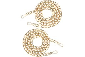 LETURE 2 Pieces 47" DIY Iron Flat Purse Chain Strap for Women, Gold Chain Accessories Purse Handbag Replacement Straps