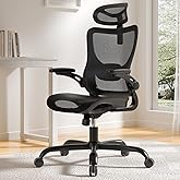 Marsail Ergonomic Mesh Office Chair High Back Home Office Desk Chair with Adaptive Lumbar Support, 2D Headrest, 3D Flip-Up Armrests, Height Adjustable and Rocking Tilt for Home Office and Gaming