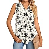 Anyhold Women's Chiffon Tank Tops Sleeveless V Neck Blouse Dressy Casual Tops Office Work Shirts