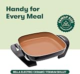 BELLA Electric Skillet Frying Pan with Glass Lid Copper 30x30 cm view 2