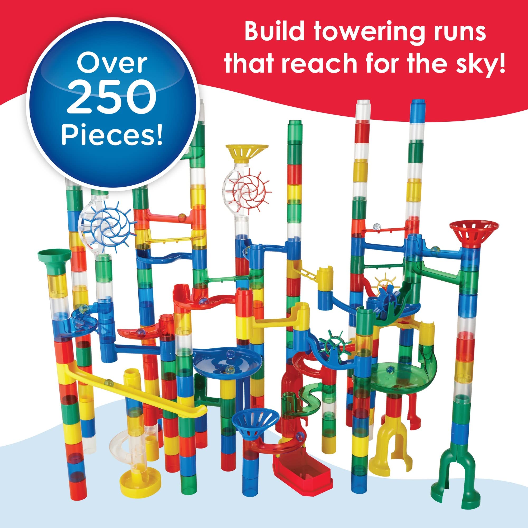 MindWare Mega Marble Run Building Set - 215 Durable Pieces and 40 Marbles - Build, Engineernig and Sceince Toy - Ages 4 and Up