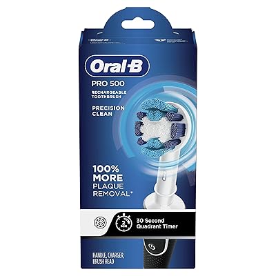 Oral-B Pro 500 Electric Toothbrush with Automatic Timer and Precision Clean Brush Head, Black