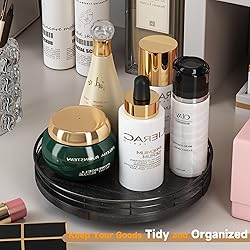 9" Oak Bathroom Vanity Tray Turntable for Perfume